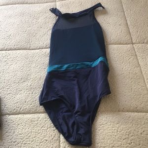 Mariia navy blue halter leotard